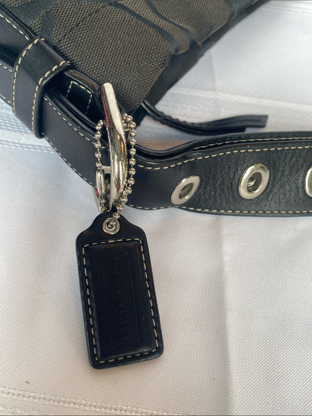 Coach F15067 Black Signature Jacquard Hobo Duffle Bag - Gem